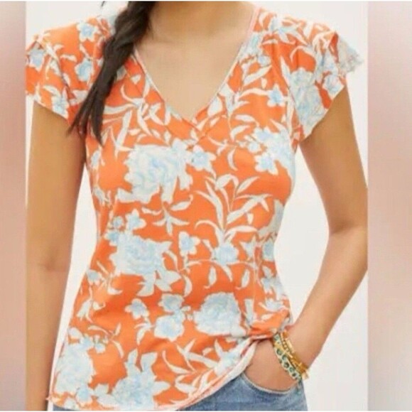 Maeve Tops - Maeve Catie ruffle sleeve size small top tee T-shirt by Anthropologie